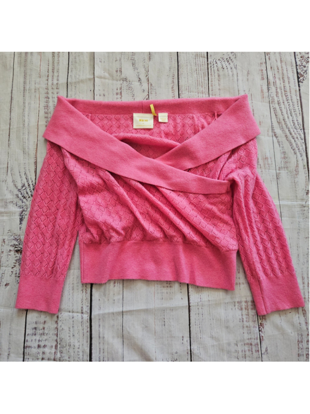 Maeve Anthropologie Pink Cashmere Off Shoulder Jumper Sweater Womens Medium